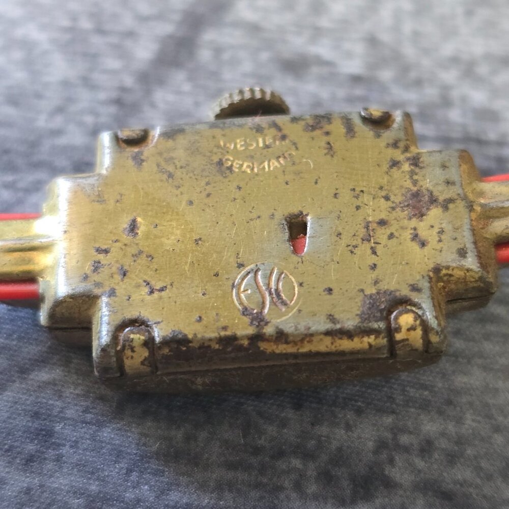 Vintage ESCO Esko Toy Wrist Watch Red Band Green Rhinestone Novelty 1930s 1940s - Picture 2 of 16